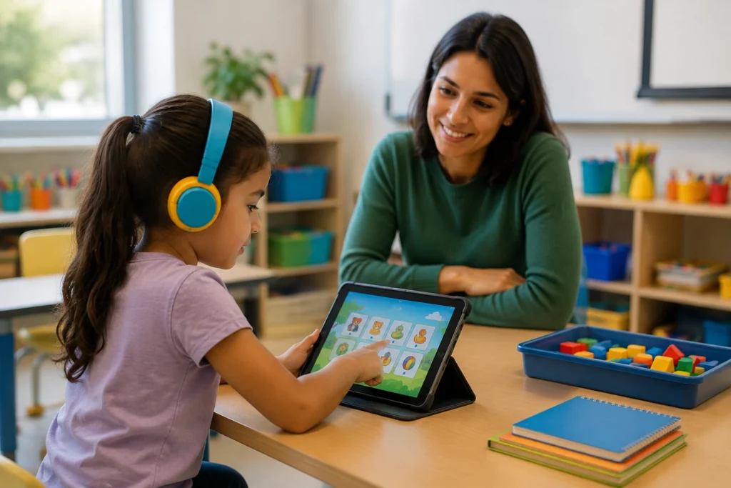Child learning with educational technology