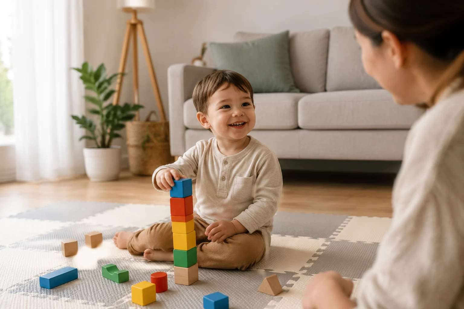 Child learning through play at home